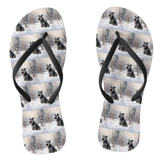 Chinelos Miniature Schnauzer Deixe Nevar Natal (Pé da cama)
