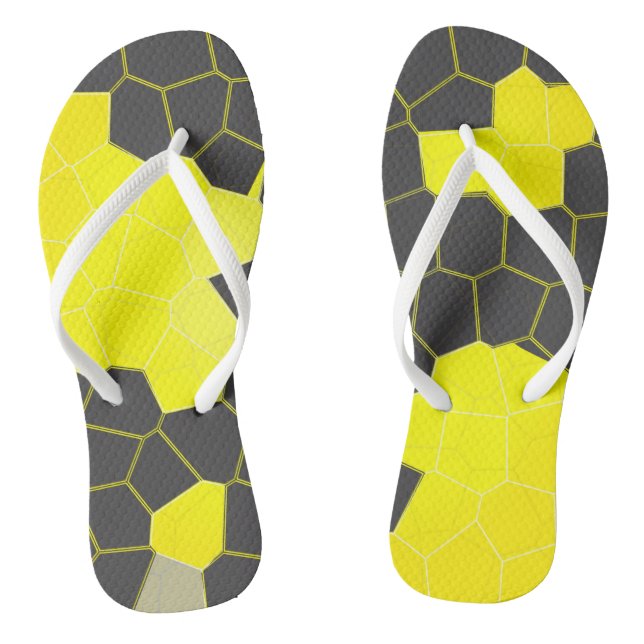 Chinelos Mínimalismo Abstrato Art Amarelo Cinzas Células Br (Pé da cama)