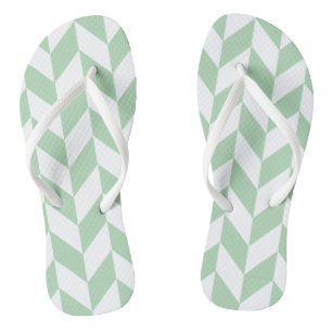 Chinelos Mint Green Herringbone Pattern