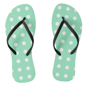 Chinelos Mint Green White Dots Modern Trendy Modelo