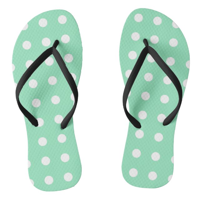 Chinelos Mint Green White Dots Modern Trendy Modelo (Pé da cama)
