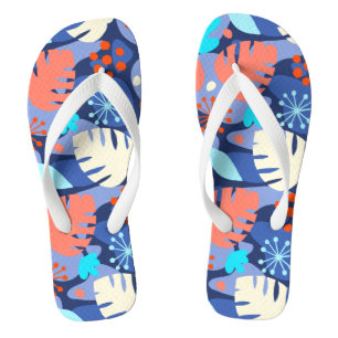 Chinelos Mod Folha Monstera Abstrato Havaiano Tropical - Az