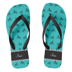 Chinelos Modelo de cavalo turquoise de nome personalizado