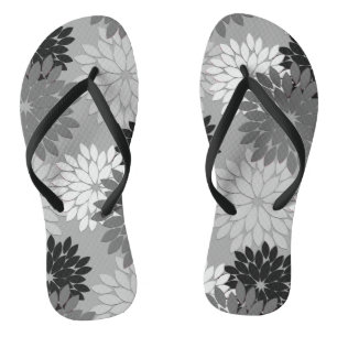 Chinelos Modern Floral Kimono Impressão, Cinza, Preto e Bra