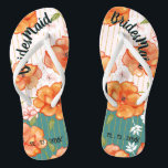 Chinelos Modern Vintage Floral Bridesmaid Wedding Favor<br><div class="desc">Rosas laranja deliciosos,  acompanhados de Flores Rosa e Brancas em uma Trellis de Fio de Ouro.</div>
