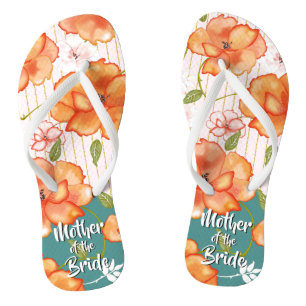 Chinelos Modern Vintage Floral Rosas Laranja Favor de Cas
