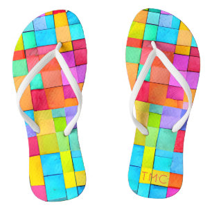 Chinelos Moderna Wcolor Abstrato Art INICIA Bright Divertid