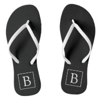 Monograma clássico simples | Preto com texto branc