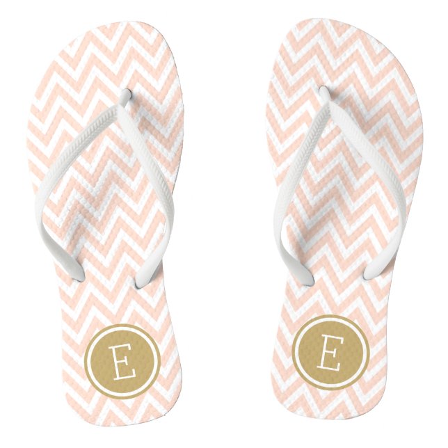Chinelos Monograma de Chevron Dourado e Rosa (Pé da cama)
