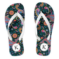 Monograma de Destaque Branco de Paisley Colorida F
