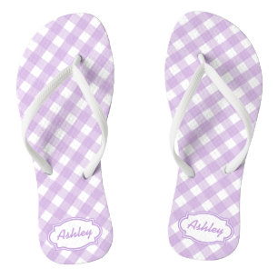 Chinelos Monograma de Gingham Roxo