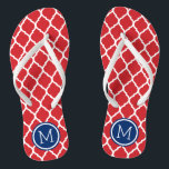 Chinelos Monograma do Quatrefoil de Branco Vermelho e Azul<br><div class="desc">sandálias de flutuação de sacudir impressas personalizadas com um padrão quatrefoil marroquino na moda e seu monograma personalizado ou outro texto em um quadro circular. Clique em Personalizar para alterar as fontes e cores do texto ou adicionar suas próprias imagens para criar uma única design!</div>