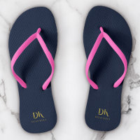 Monograma Elegante minimalista Marinho azul Dourad