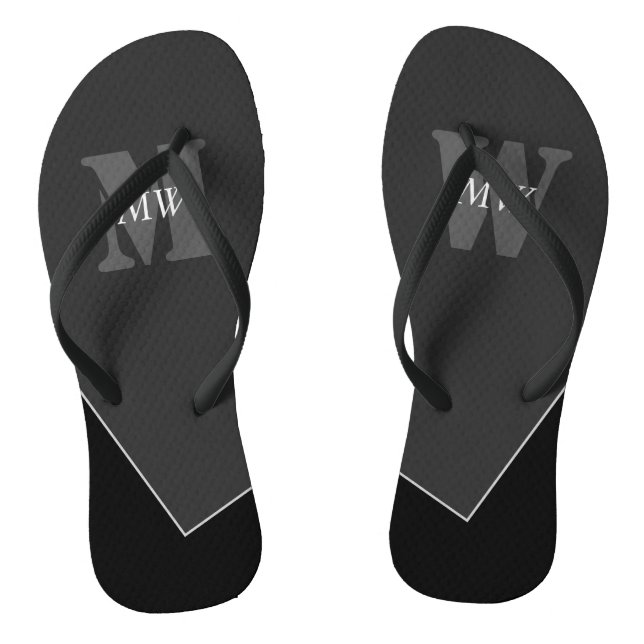 Chinelos Monograma Negro de Cinzas Artísticas Modernas (Pé da cama)