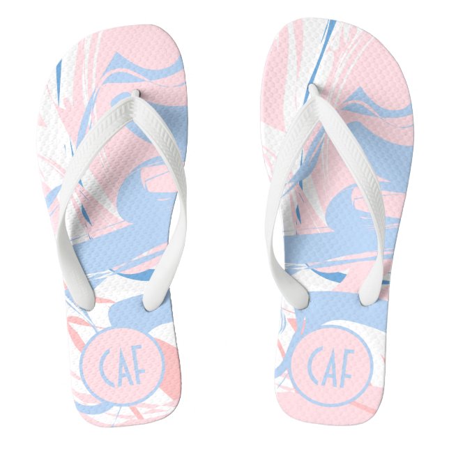Chinelos Monograma Rosa Branco Azul Redemoinho Abs (Pé da cama)