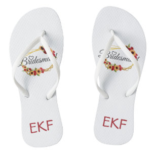 Chinelos Monogramas Bridesmaid, Girassol, Rosas, Floral 