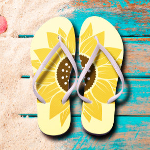 Chinelos Na moda e girassol giratório amarelo-acastanhado