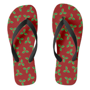 Chinelos Natal Holly Pattern