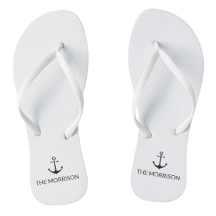 Chinelos Náutico Nome de Barco Personalizado Branco preto
