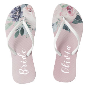 Chinelos Noiva botânica floral Personalizada