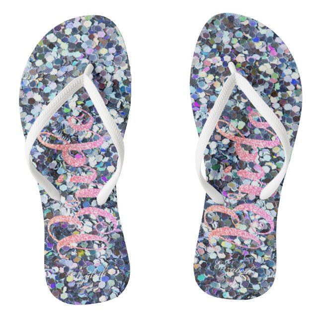 Chinelos Noiva Brilhante Fofa, Roxa - Personalizada (Pé da cama)