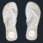 Chinelos Noiva - Brilho branco e diamante Dourado<br><div class="desc">Sacudir bonito e muito elegante Calçados Flop com diamantes de ouro falsos em um fundo brilhante branco falso pronto para você personalizar com seu texto. ⭐ Este produto é 100% personalizável. *****Clique no BOTÃO PERSONALIZAR para adicionar, excluir, mover, redimensionar, mudar ao redor, girar, etc... qualquer dos gráficos ou texto ou...</div>