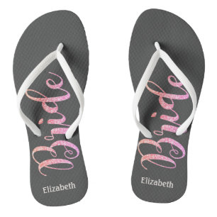 Chinelos Noiva Cute Glitter, Cinza - Personalizado