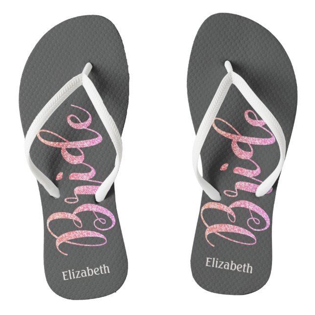 Chinelos Noiva Cute Glitter, Cinza - Personalizado (Pé da cama)
