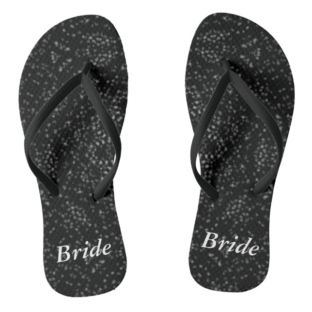 Chinelos Noiva de Calêndula Preto Pontos Cinza Prata (Pé da cama)