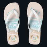 Chinelos Noiva de Casamento FlipFlops | Praia do Monograma<br><div class="desc">Noiva de Casamento FlipFLops | Casamento Geométrico de Praia do Monograma Moderno | Uma reviravolta moderna nos convites para o casamento em praia - Casamento único concebido para o BarefootBride™ por ©WhimsicalArtwork™ apresenta uma forma geométrica do estilo de terrário compensado com diferentes transparências nas facetas, para permitir que o fundo...</div>