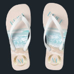 Chinelos Noiva de Casamento FlipFlops | Praia do Monograma<br><div class="desc">Noiva de Casamento FlipFLops | Casamento Geométrico de Praia do Monograma Moderno | Uma reviravolta moderna nos convites para o casamento em praia - Casamento único concebido para o BarefootBride™ por ©WhimsicalArtwork™ apresenta uma forma geométrica do estilo de terrário compensado com diferentes transparências nas facetas, para permitir que o fundo...</div>