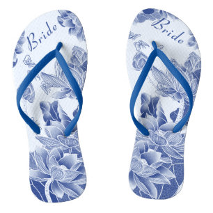 Chinelos Noiva Floral Branca Elegante