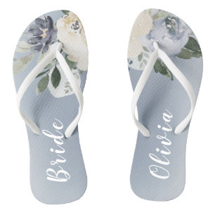 Chinelos Noiva personalizada e empoeirada azul-poeirento