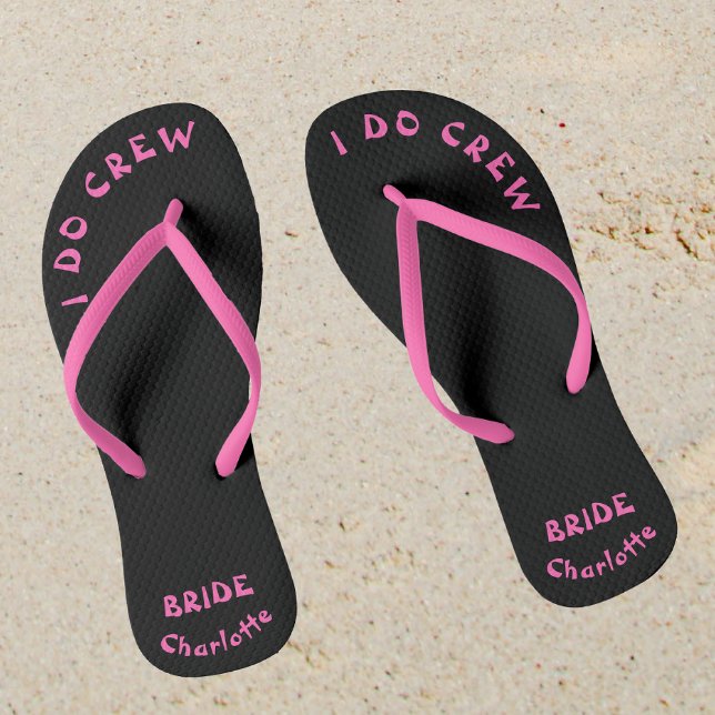 Chinelos Noivas Personalizadas, Bachelorette Preta E Rosa (Sand)