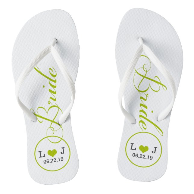 Chinelos Noivas Personalizadas (verde) (Pé da cama)