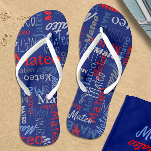 Chinelos Nome personalizado por todo o texto gráfico cinza