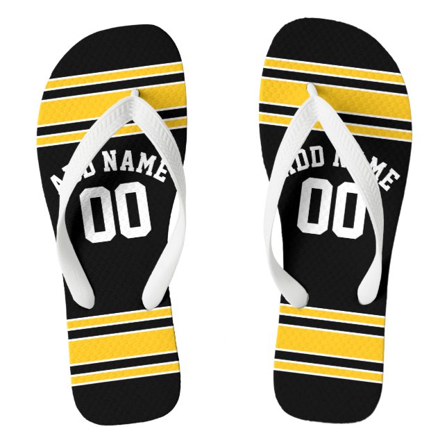 Chinelos Número de Nome Personalizado do Black Sports Jerse (Pé da cama)
