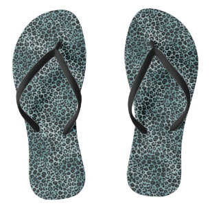 Chinelos Ómbolo de Impressão Azul-Leopardo-Azul-Turquesa