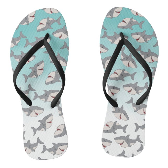 Chinelos Ombre Blue Shark Pattern Beach Thongs Flip Flops (Pé da cama)
