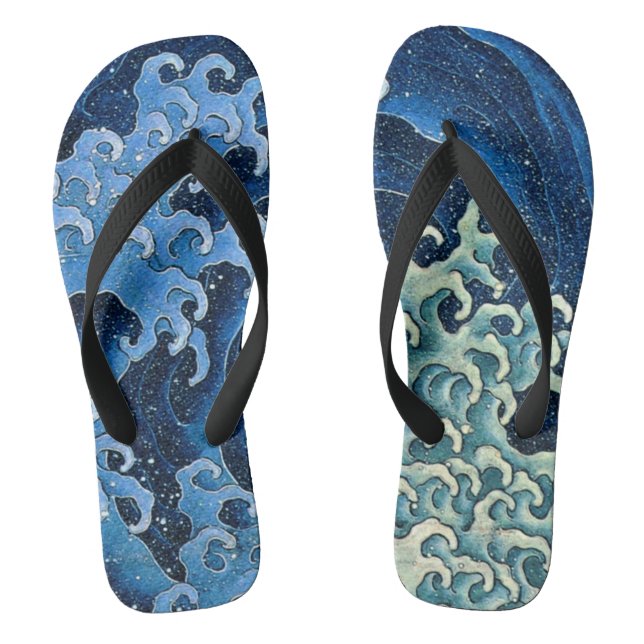 Chinelos Onda Feminina Hokusai Vintage Oceano  (Pé da cama)