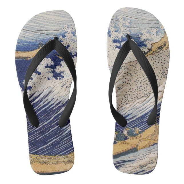 Chinelos Ondas do Oceano de Hokusai Barcos no Mar (Pé da cama)