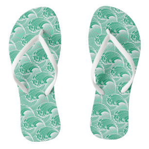 Chinelos Ondas japonesas Vintage, Verde Jade e Branco