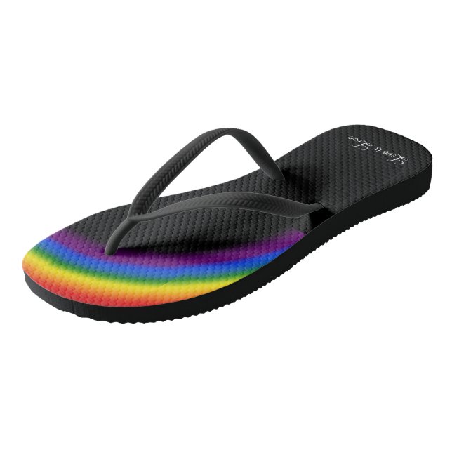 Chinelos Orgulho LGBT Arco-íris com texto personalizado Amo (Inclinado)