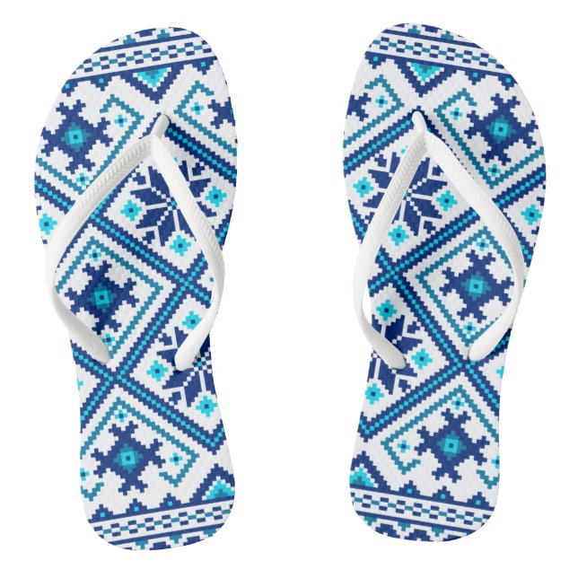 Chinelos Ornamento de Padrão de Folha Azul (Pé da cama)