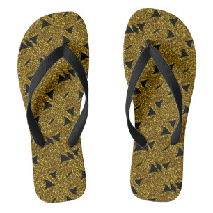 Chinelos Padrão abstrato cintilante dourado