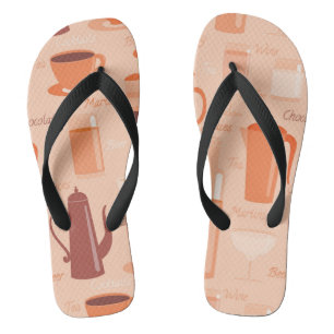 Chinelos Padrão com bebidas e texto