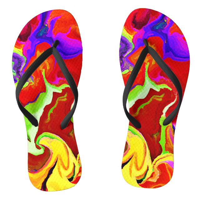 Chinelos Padrão de Abstrações Vívidas Coloridas (Pé da cama)