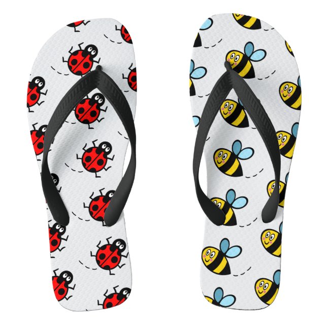 Chinelos Padrão de Bumblebee e Ladybird ocupado (Pé da cama)