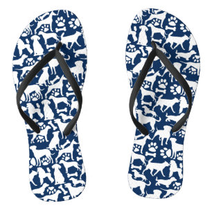Chinelos Padrão de cães e patas 02.b DBlue BG