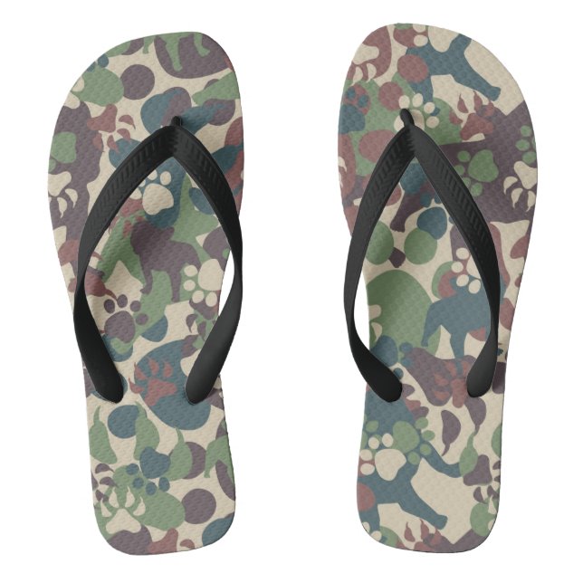 Chinelos Padrão de Camuflagem de Cães (Pé da cama)